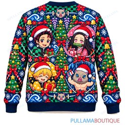 Demon Slayer Festive Ribbons ugly christmas sweater