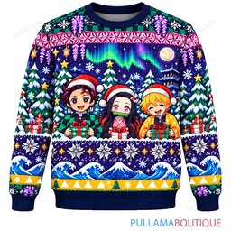 Demon Slayer Aurora ugly christmas sweater