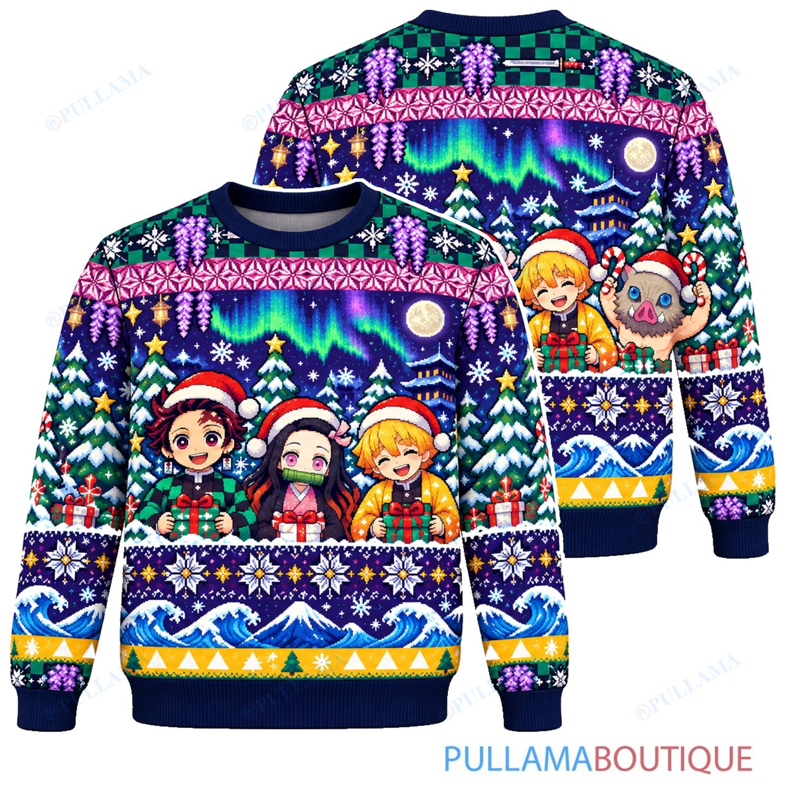 Demon Slayer Aurora ugly christmas sweater