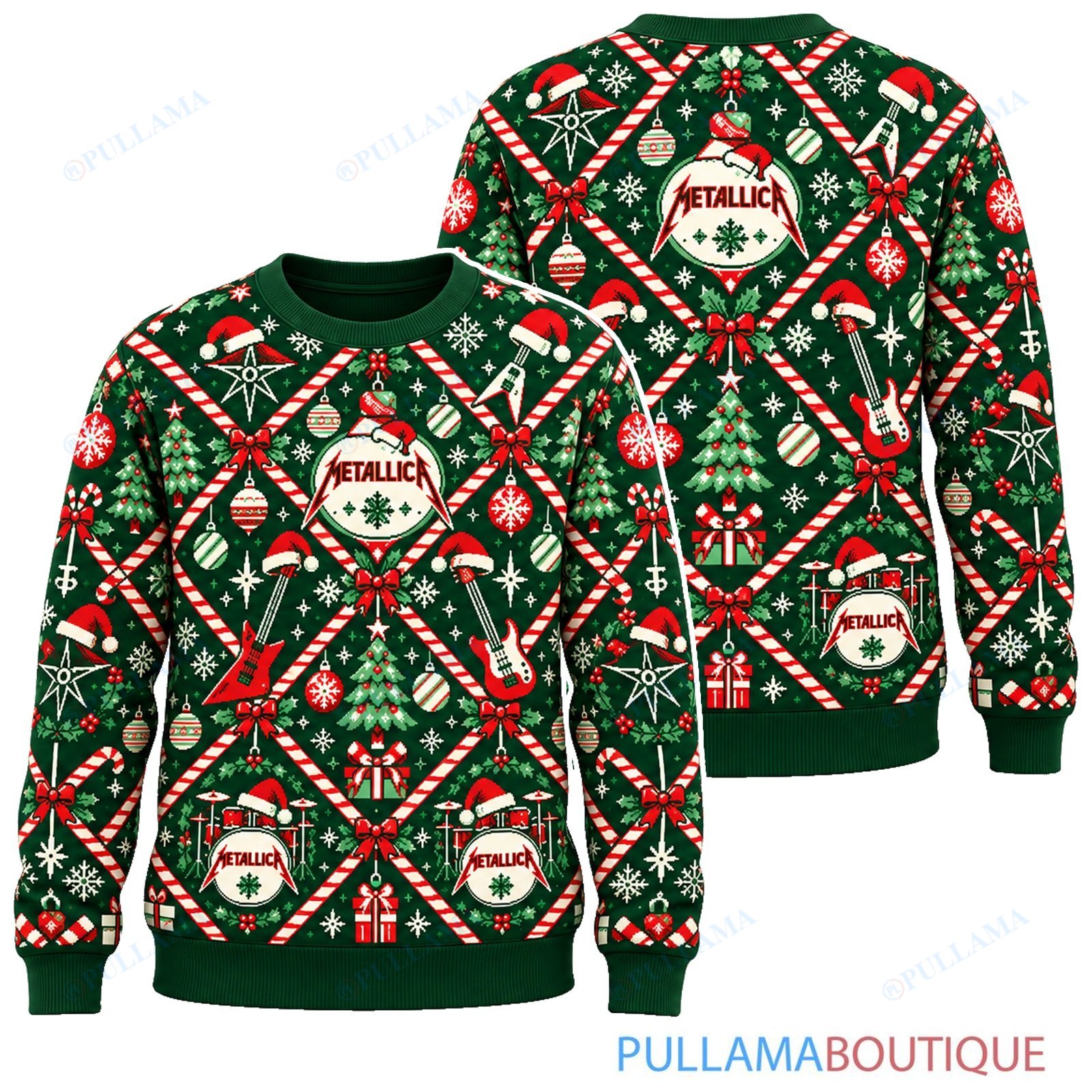 Metallica Candy Cane ugly christmas sweater