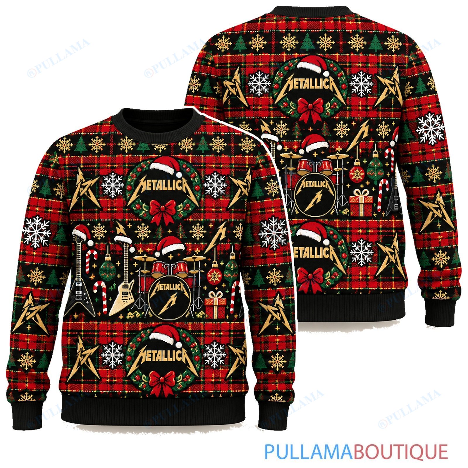 Metallica Tartan ugly christmas sweater