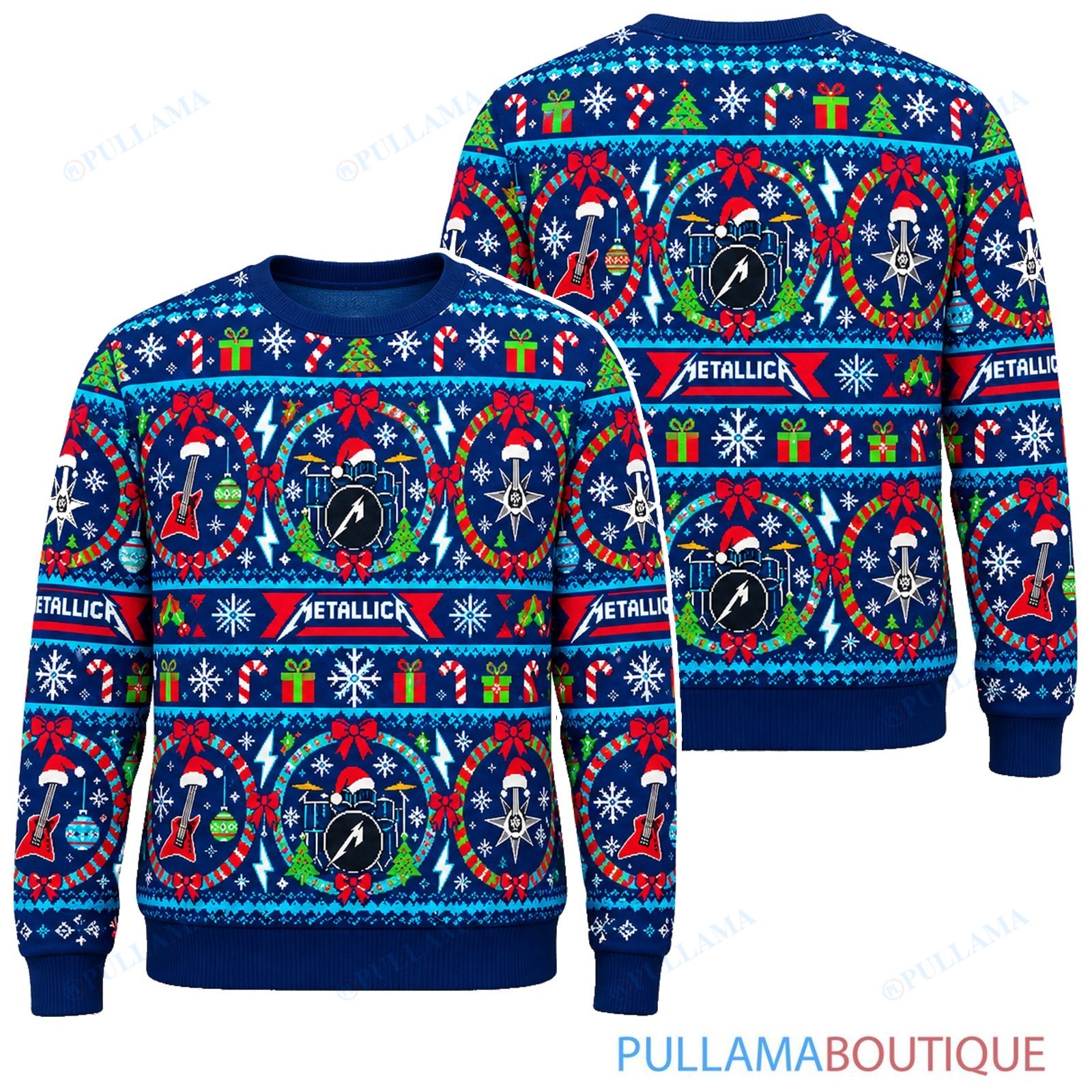Metallica Festive Ribbons ugly christmas sweater