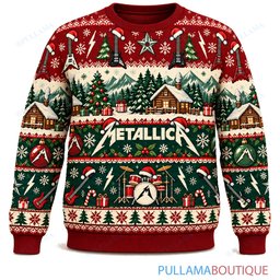 Metallica Winter Cabin ugly christmas sweater