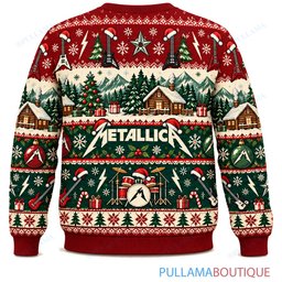 Metallica Winter Cabin ugly christmas sweater