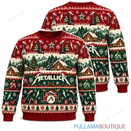 Metallica Winter Cabin ugly christmas sweater