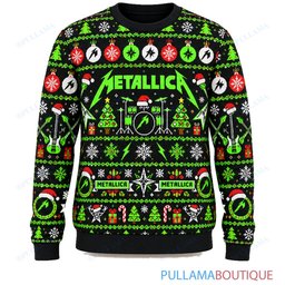 Metallica Electric Green ugly christmas sweater
