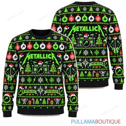 Metallica Electric Green ugly christmas sweater
