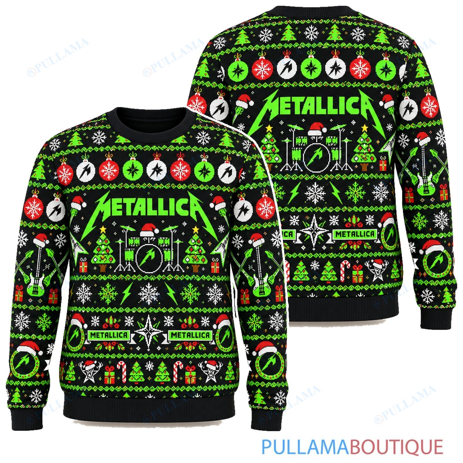 Metallica Electric Green ugly christmas sweater