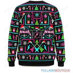 Metallica Neon Arcade ugly christmas sweater