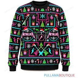Metallica Neon Arcade ugly christmas sweater