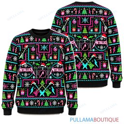 Metallica Neon Arcade ugly christmas sweater
