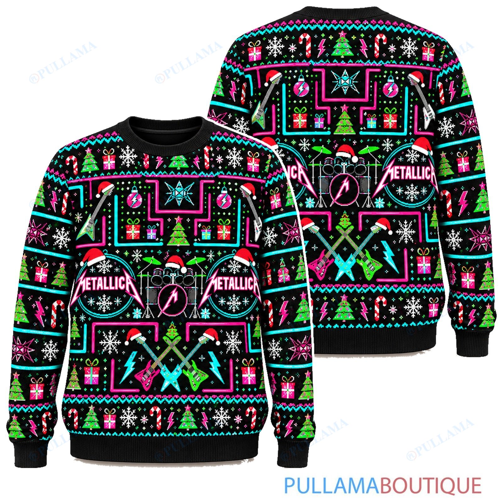 Metallica Neon Arcade ugly christmas sweater
