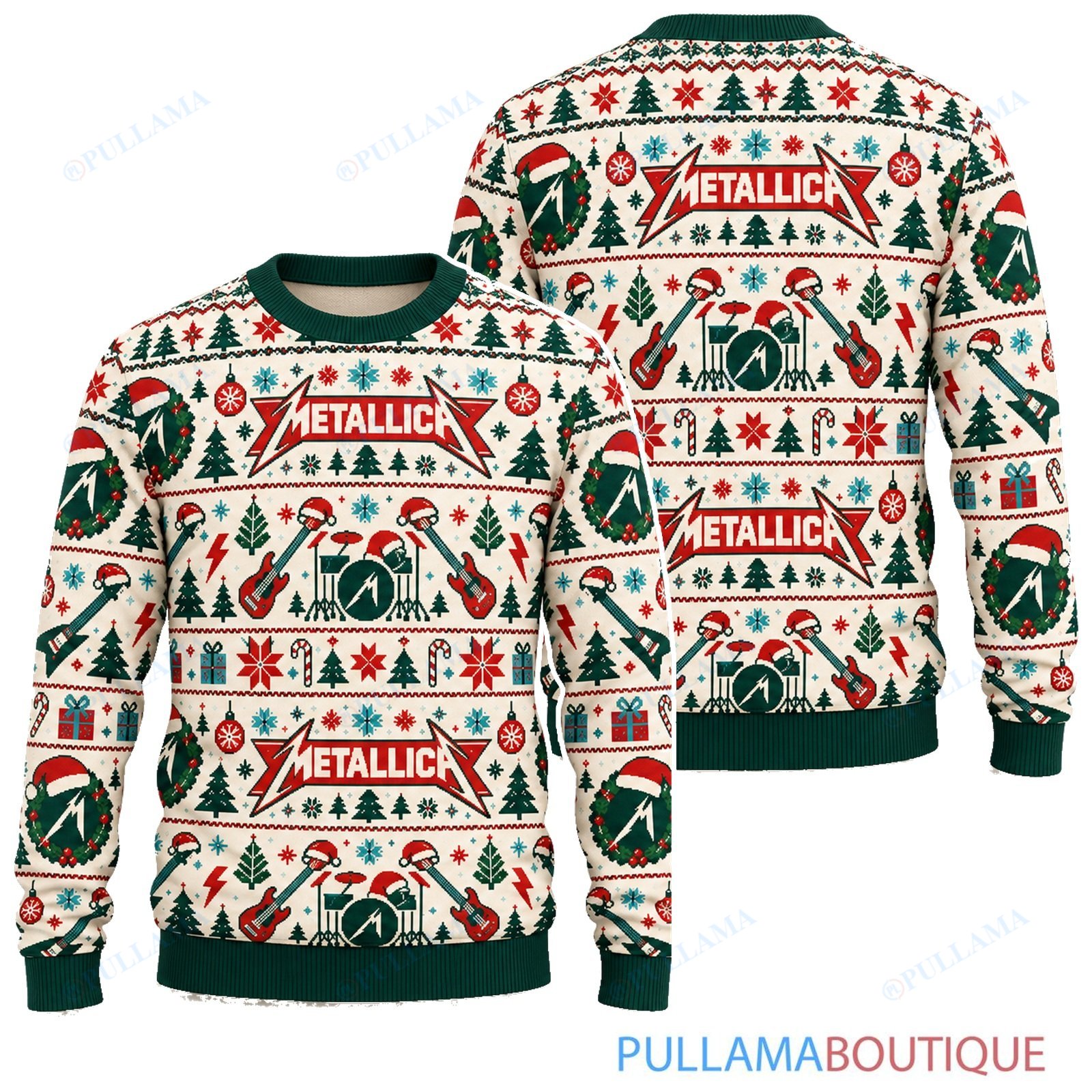 Metallica Scandi Cream ugly christmas sweater
