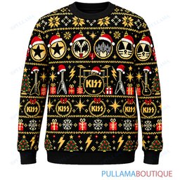 KISS Black Gold ugly christmas sweater