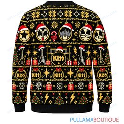 KISS Black Gold ugly christmas sweater