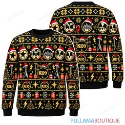 KISS Black Gold ugly christmas sweater