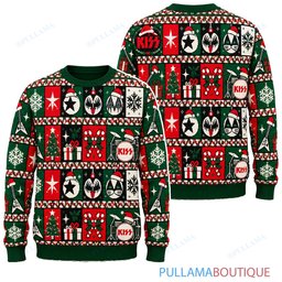 KISS Checkerboard ugly christmas sweater