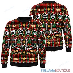 KISS Tartan ugly christmas sweater