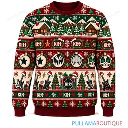 KISS Winter Cabin ugly christmas sweater