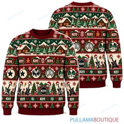 KISS Winter Cabin ugly christmas sweater