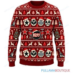 KISS Retro Red ugly christmas sweater
