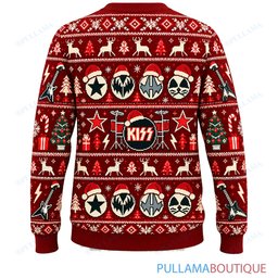 KISS Retro Red ugly christmas sweater