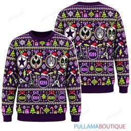KISS Purple Holiday ugly christmas sweater