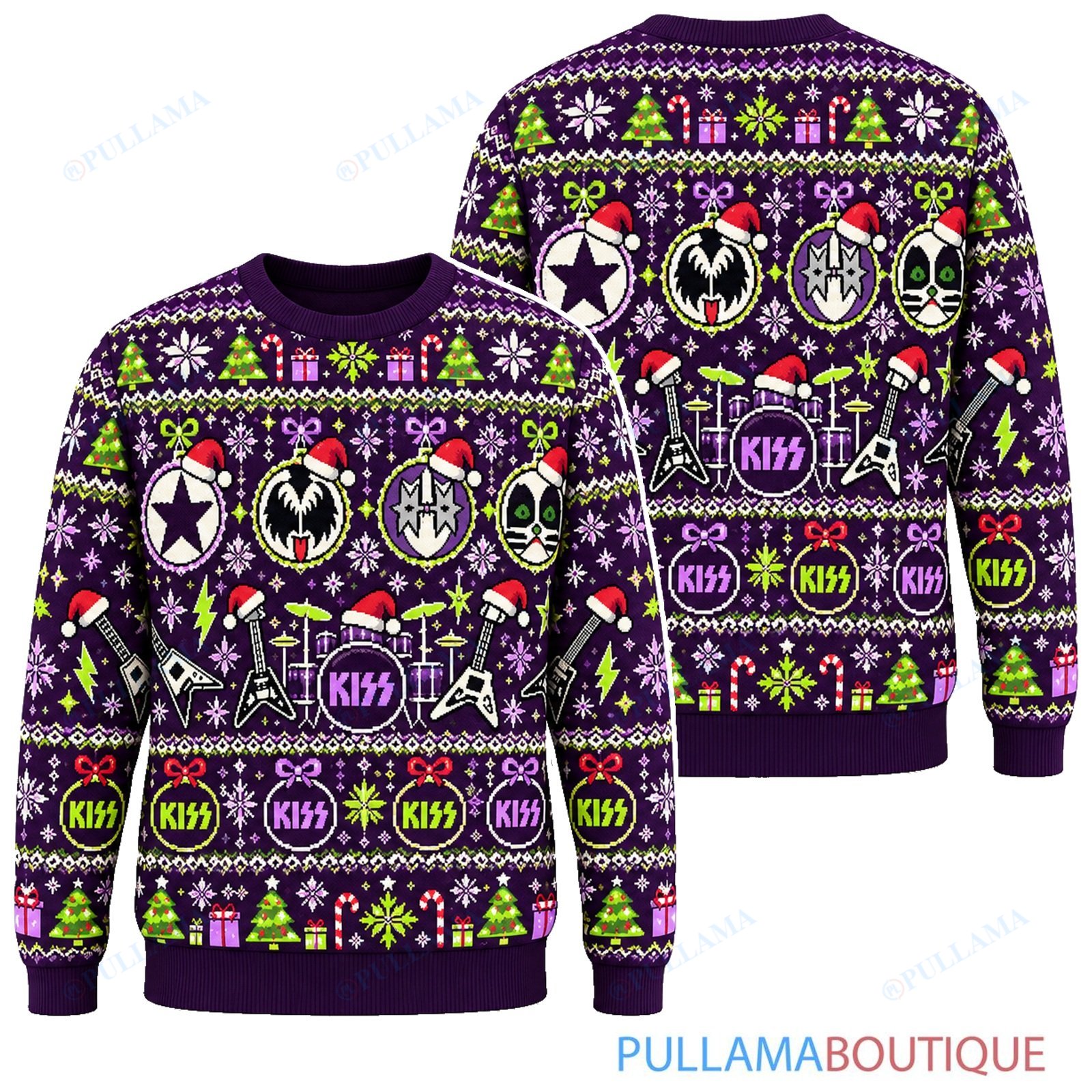 KISS Purple Holiday ugly christmas sweater