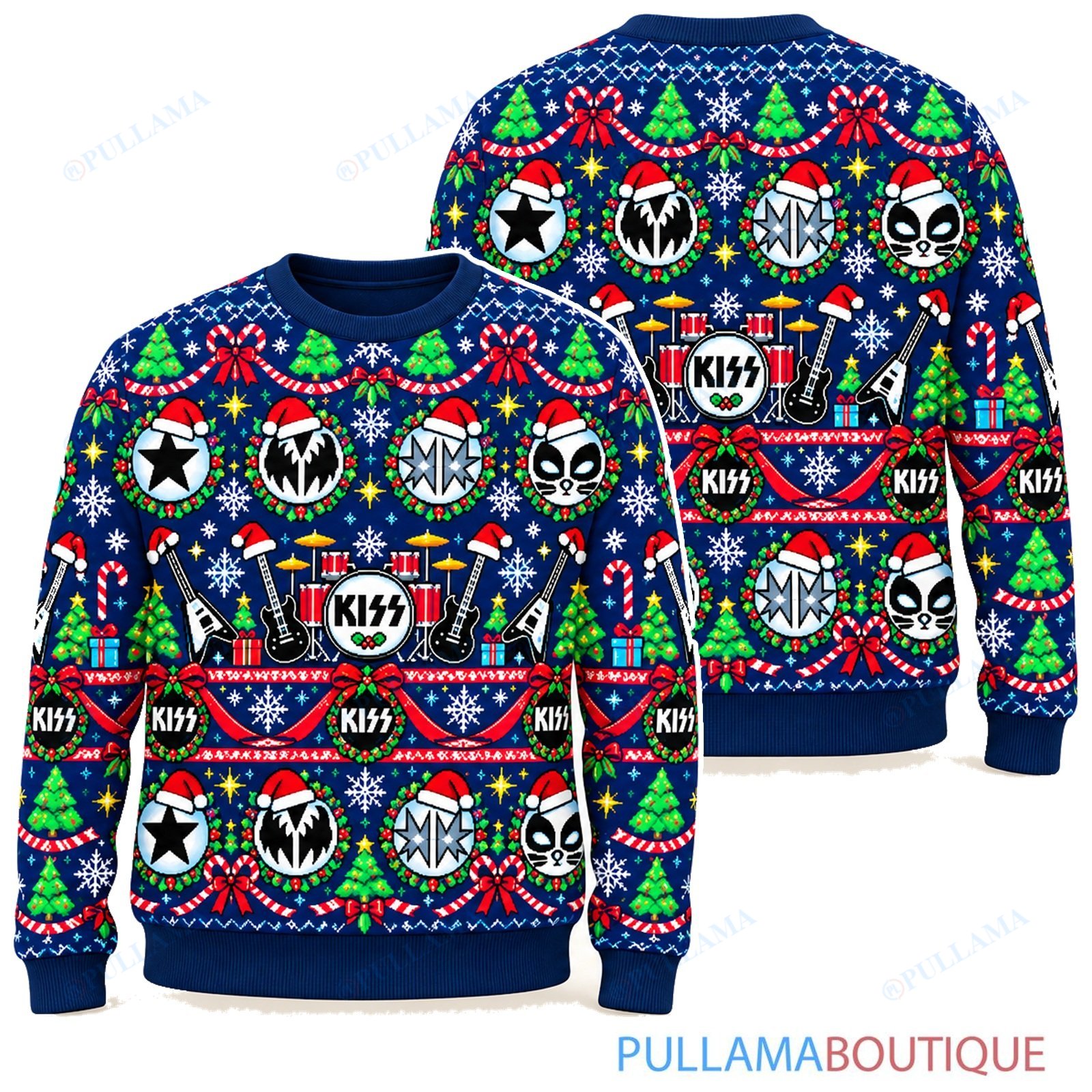 KISS Festive Ribbons ugly christmas sweater