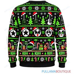 KISS Electric Green ugly christmas sweater