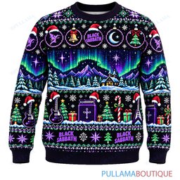 Black Sabbath Aurora ugly christmas sweater