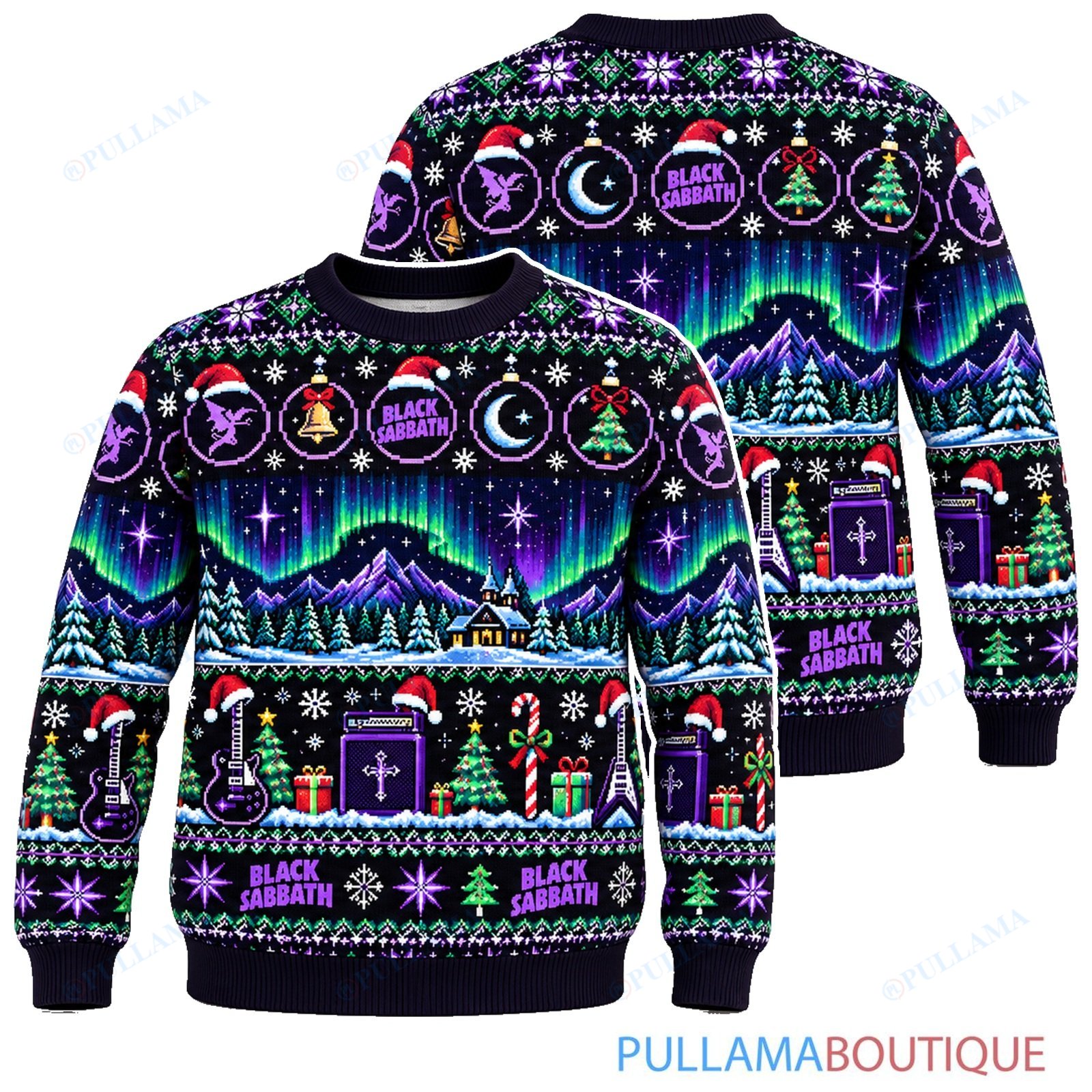 Black Sabbath Aurora ugly christmas sweater