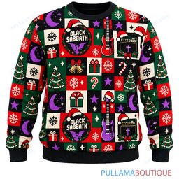 Black Sabbath Checkerboard ugly christmas sweater