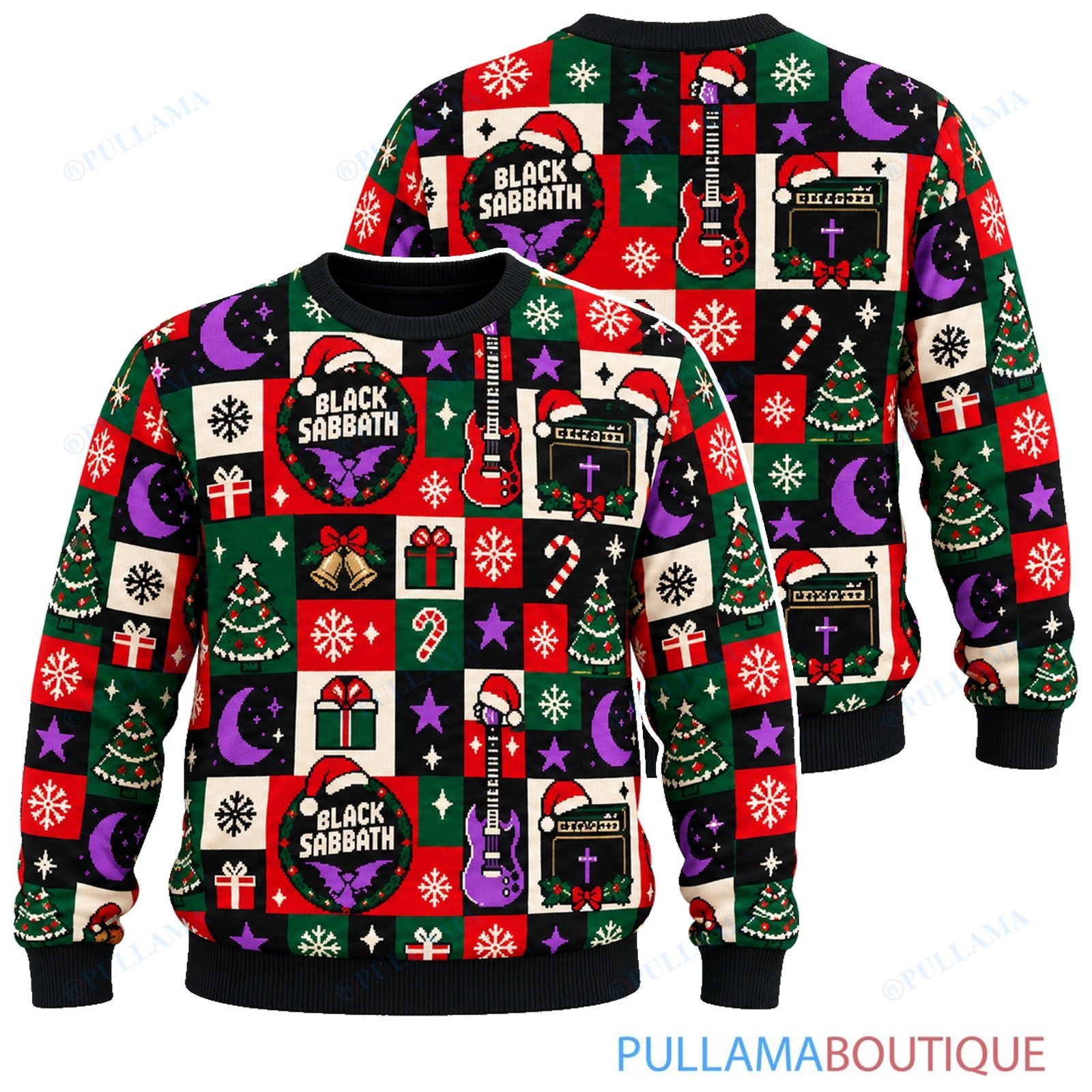 Black Sabbath Checkerboard ugly christmas sweater