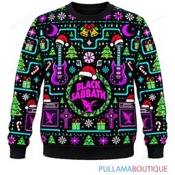 Black Sabbath Neon Arcade ugly christmas sweater