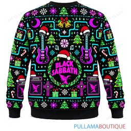 Black Sabbath Neon Arcade ugly christmas sweater