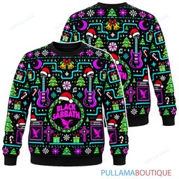 Black Sabbath Neon Arcade ugly christmas sweater