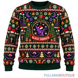 Black Sabbath Festive Maximalist ugly christmas sweater