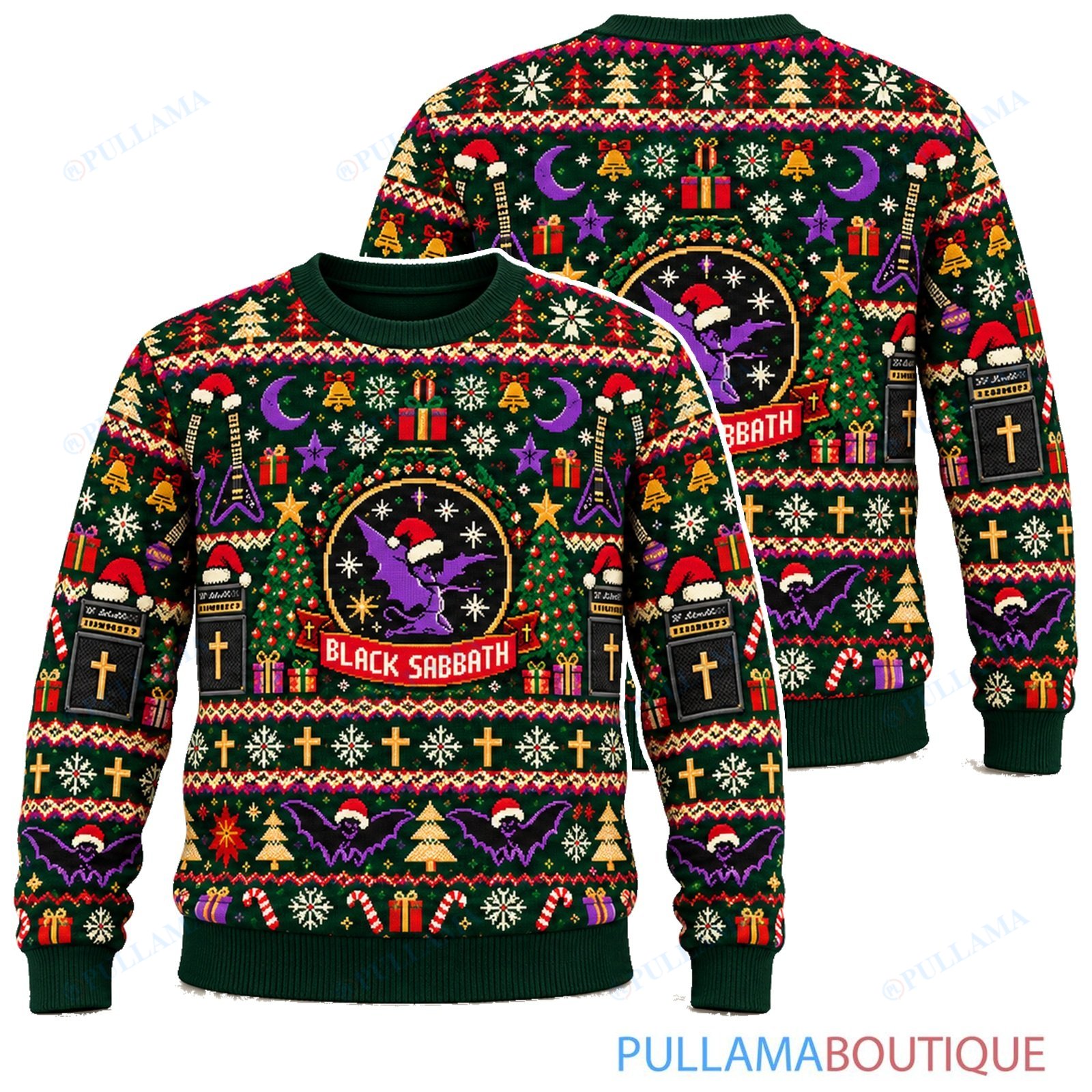 Black Sabbath Festive Maximalist ugly christmas sweater