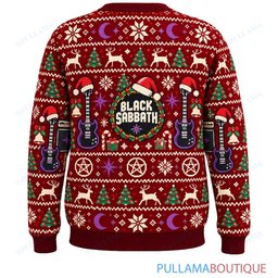 Black Sabbath Retro Red ugly christmas sweater