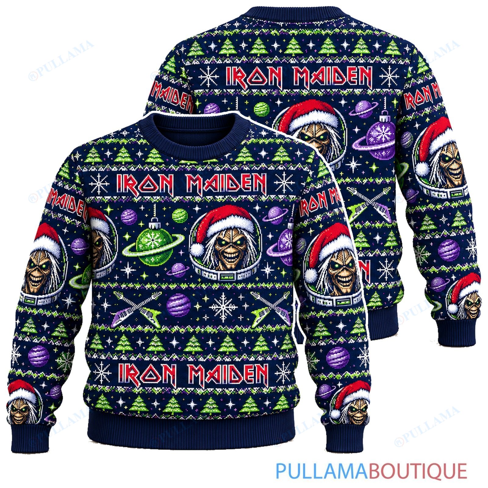Iron Maiden Cosmic Christmas Eddie ugly christmas sweater
