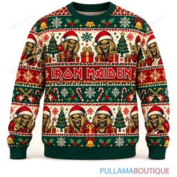 Iron Maiden Eddie Christmas Maximalist ugly christmas sweater