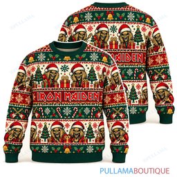 Iron Maiden Eddie Christmas Maximalist ugly christmas sweater