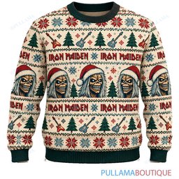 Iron Maiden Scandinavian Cream Eddie ugly christmas sweater
