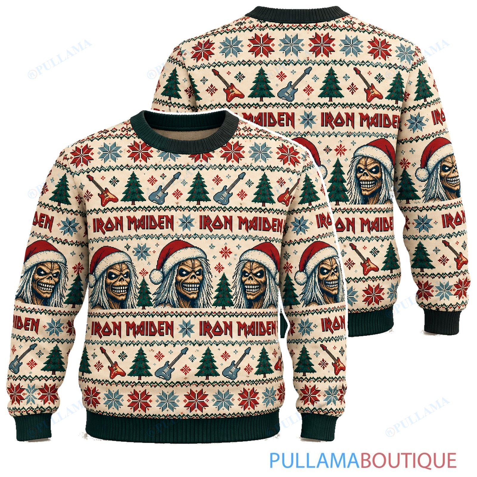 Iron Maiden Scandinavian Cream Eddie ugly christmas sweater
