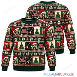 Iron Maiden Eddie Holiday Checkerboard ugly christmas sweater
