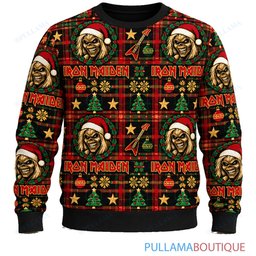 Iron Maiden Eddie Christmas Tartan ugly christmas sweater