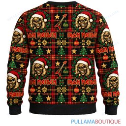 Iron Maiden Eddie Christmas Tartan ugly christmas sweater