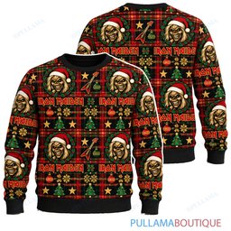 Iron Maiden Eddie Christmas Tartan ugly christmas sweater
