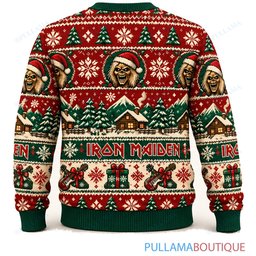 Iron Maiden Winter Cabin Eddie ugly christmas sweater